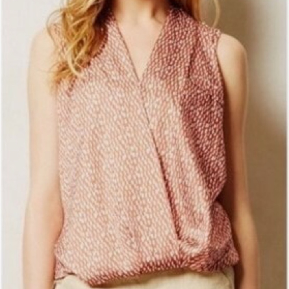 Anthropologie Dolan Orange dot Pia wrap tank blouse